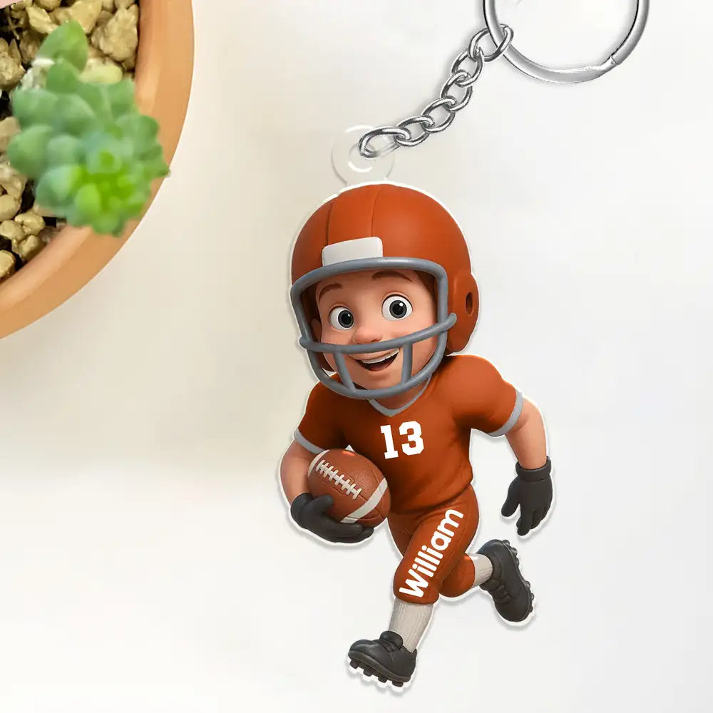 Personalized American Football Player Acrylic Ornament – Surprise Gift for Son