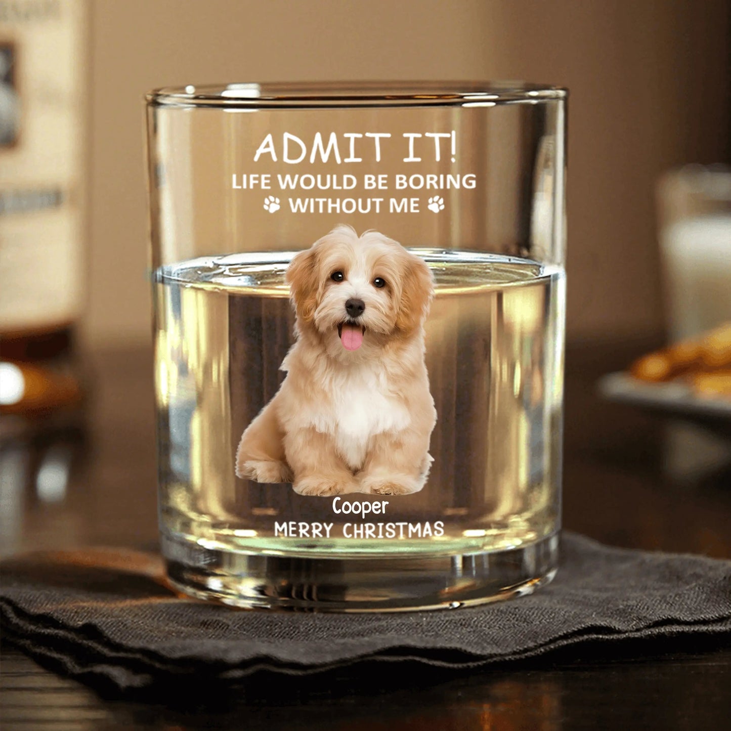 Personalized Christmas Glass Cup - Funny Pet - Themed Gift Cup