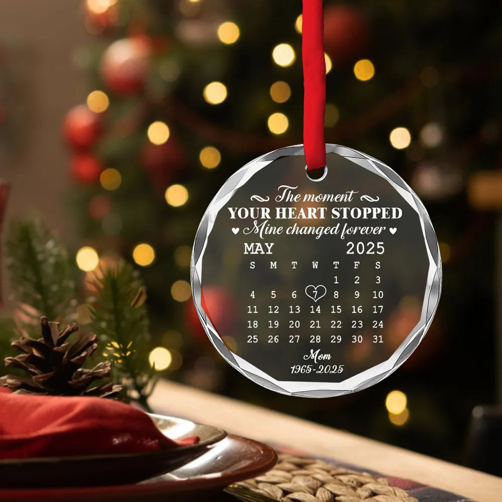 🌟 Eternal Keepsake: Personalized Crystal Calendar Ornament | Engrave Your "Moment The World Stopped" or Beloved's Name & Date