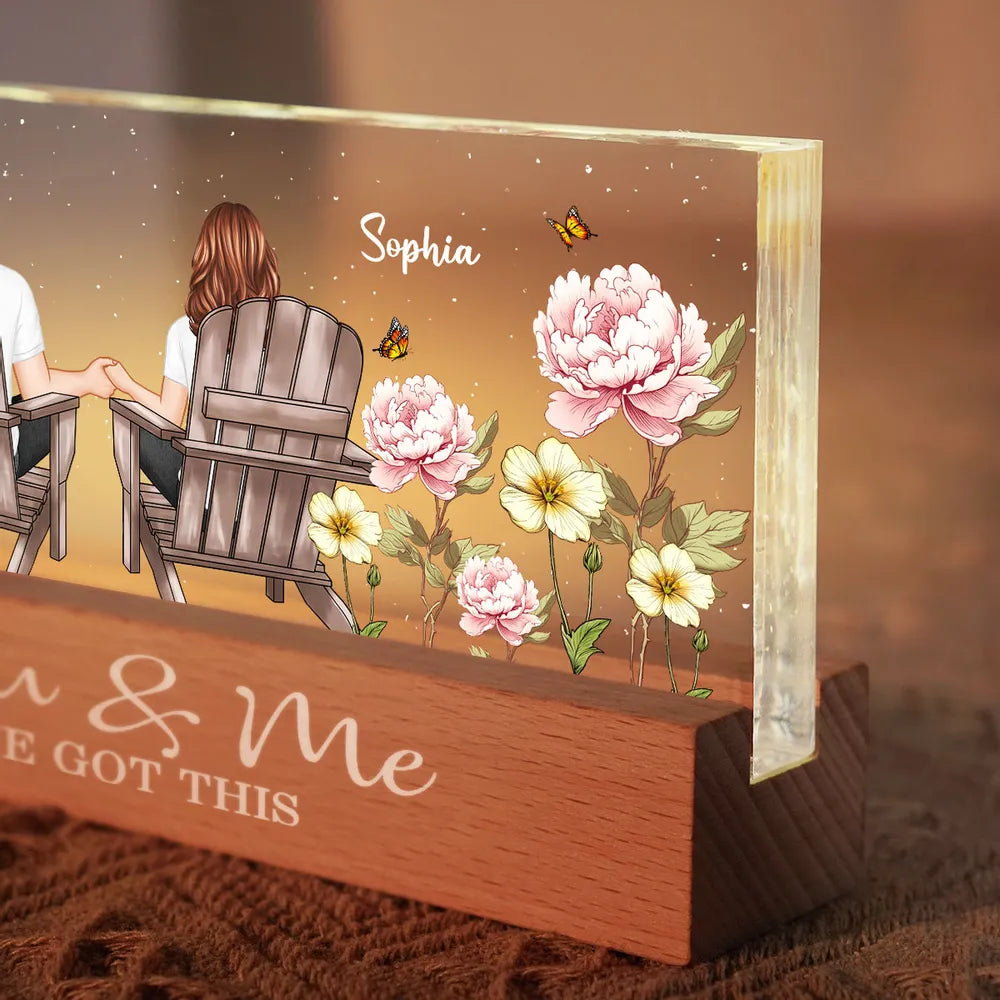 Personalized Block LED Light Plaque with Couple Holding Hands in Adirondack Chairs, Romantic Night Light Gift for Him or Her