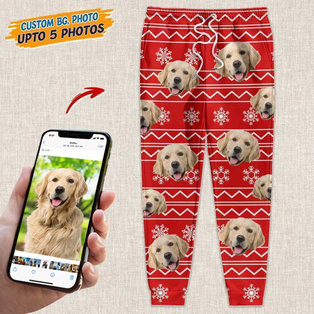 Custom Photo With Christmas Pattern Dog Men and Women's Sweatpants - Any Dog Lover Will Be Moved By This Gift