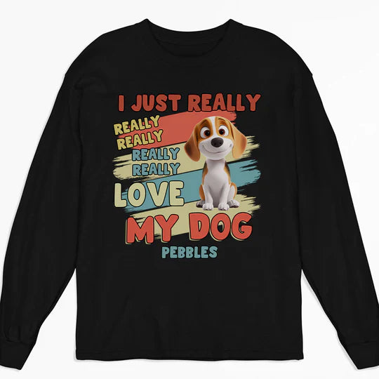 I Just Really Really Love My Dogs – Personalized Dog Lover Classic Tee With Cartoon Dogs and Names