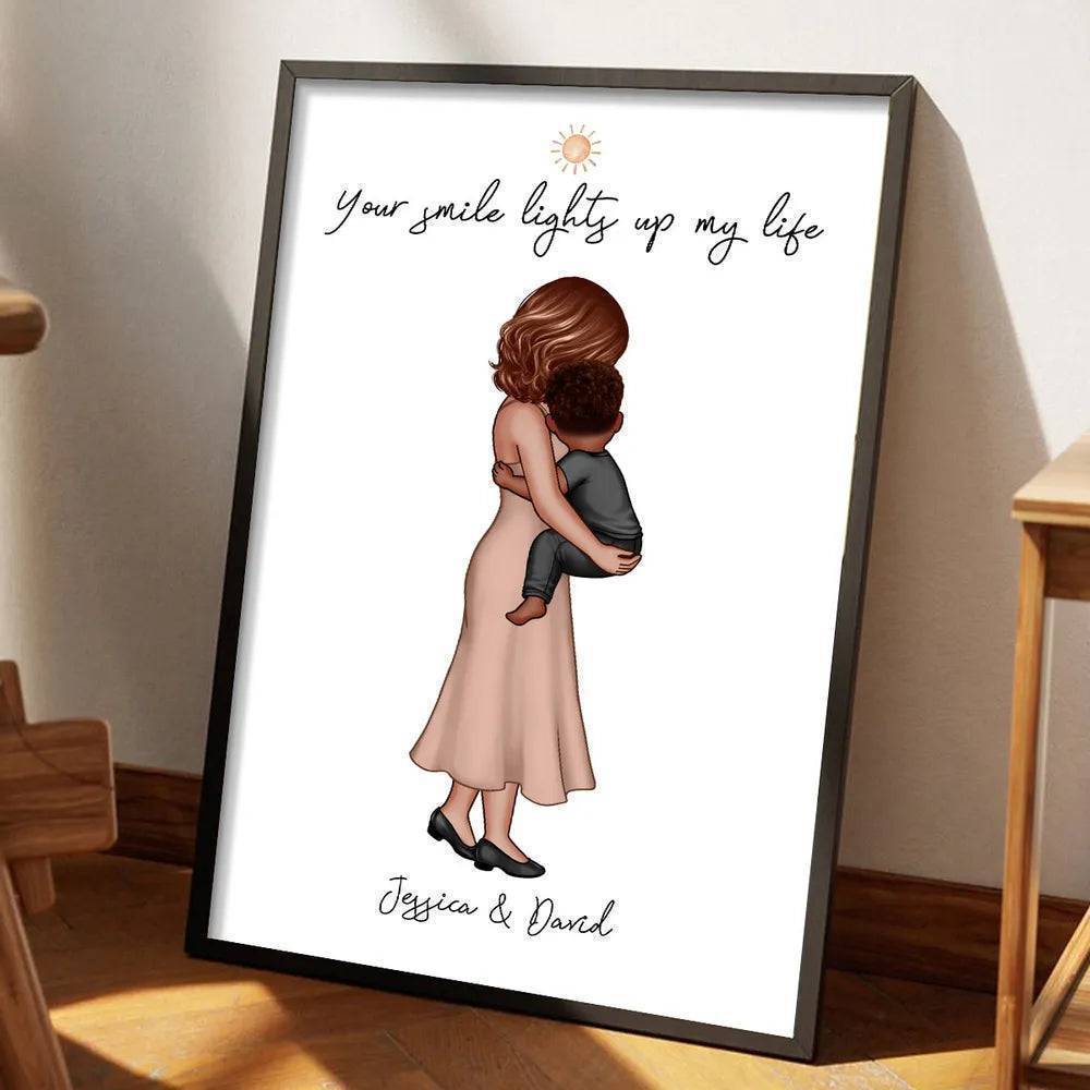 Mother's Embrace - 'You Are My Everything' Personalized Poster with Mom & Child - A Heartfelt Gift for Mother's Day