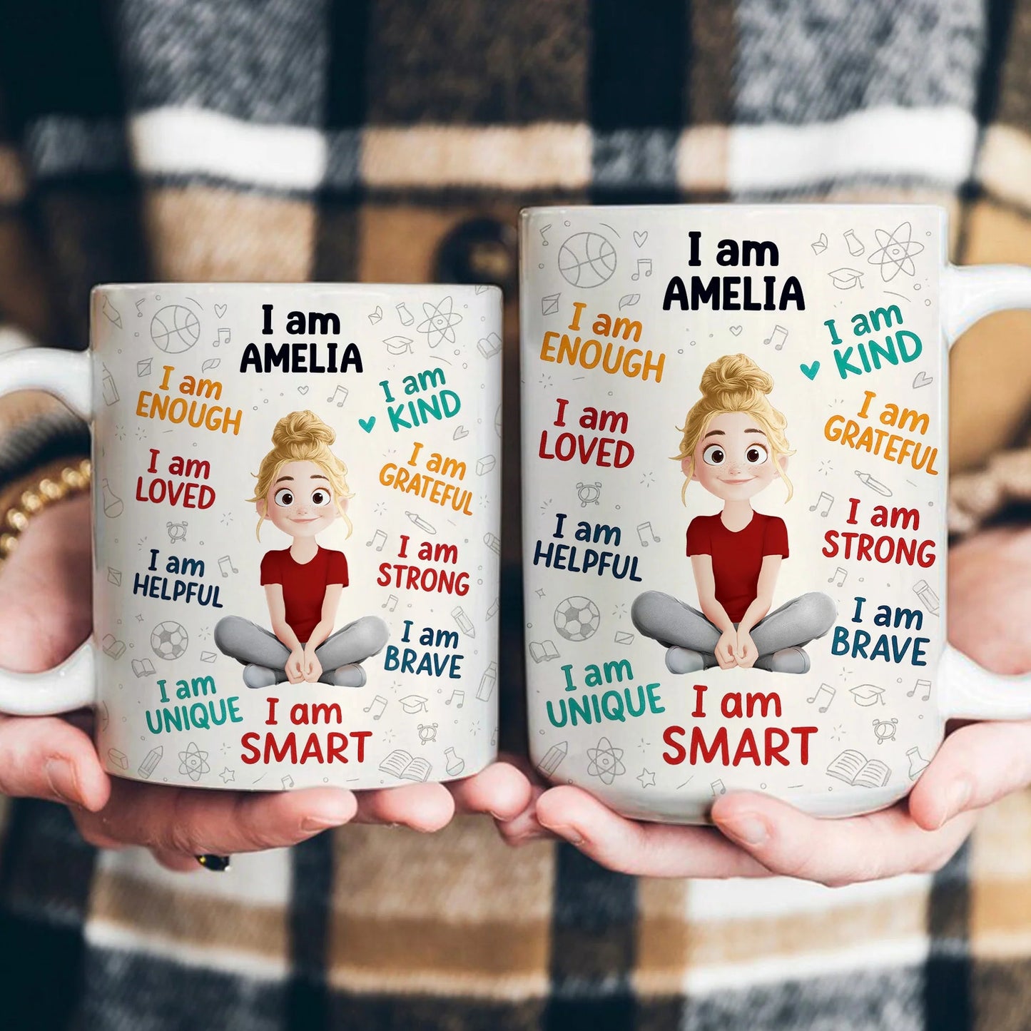 Personalized Kids Affirmation Mug – Cute Cartoon Character, Daily Confidence Boost Gift for Children