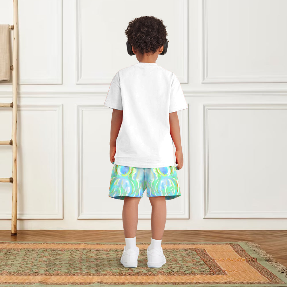 Colorful Brushstroke Easter Bunnies - Personalized Kid T-shirt & Shorts