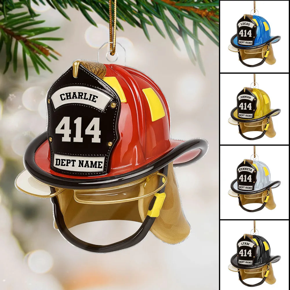 Personalized Firefighter Helmet Ornament – Custom Tribute Gift for Heroes & Families, Acrylic Christmas Decoration