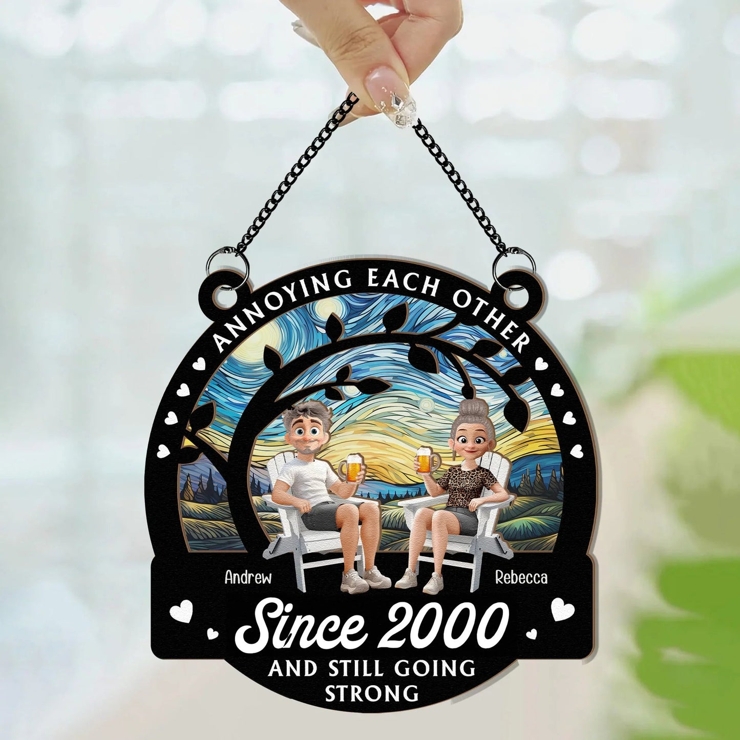 Couple Wood and Acrylic Layered Ornament Surprise Design High Clarity Sturdy and Durable Gift