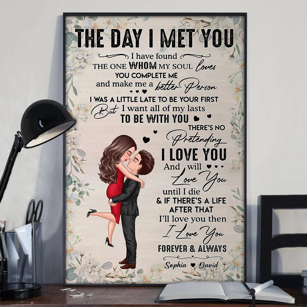 Personalized Vertical Poster for Couples - "The Day I Met You" Romantic Gift