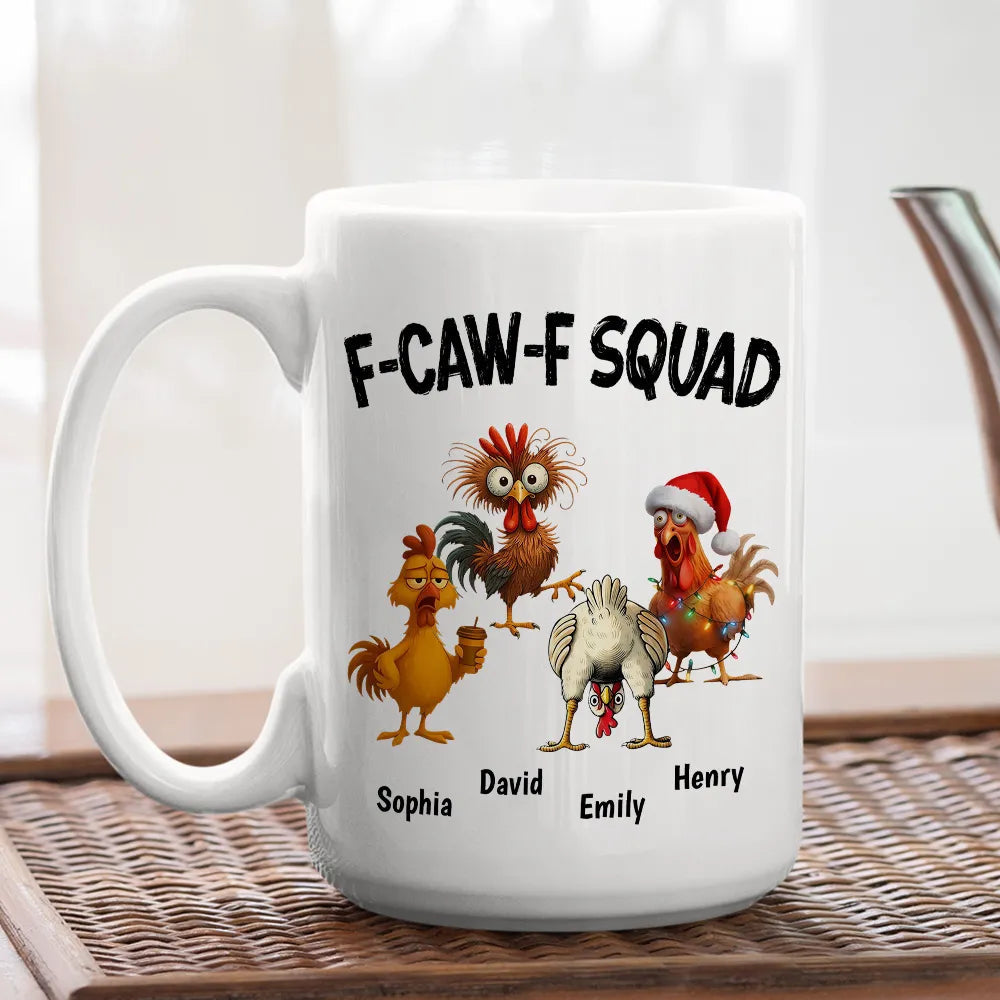 Personalized Chicken Squad Mug with Custom Names – Funny Office Team Coffee Cup Gift