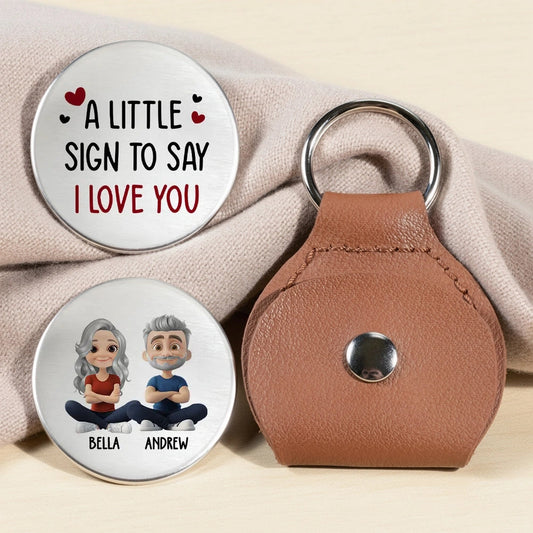 Personalized Pocket Hug Token with Custom Cartoon Couple - Sweet I Love You Keepsake Keychain Style Gift