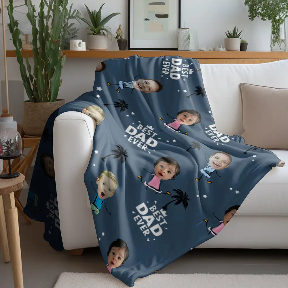 Personalized Sweatpants & Blanket – Best Dad Ever Custom Photo Gift for Father’s Day & Christmas