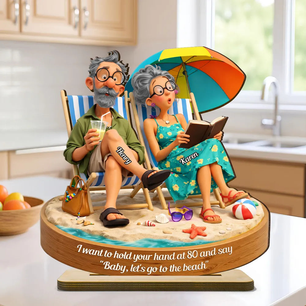 Personalized 2-Layer Wooden Plaque Beach Couple Scene, Funny Romantic Keepsake, Unique Gift for Husband or Wife