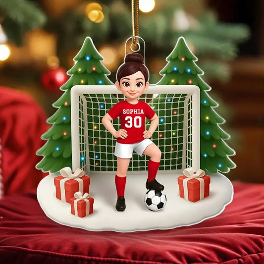 Soccer Acrylic Ornament – Sporty Holiday Gift for Football Lovers, Festive Christmas Tree Decoration