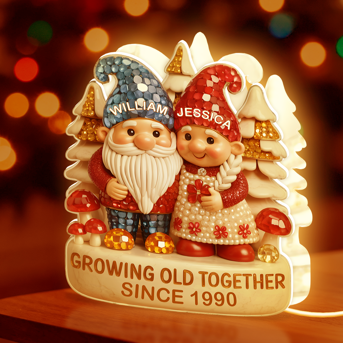 Growing Old Together Custom Acrylic Light Box, Cozy Winter Couple Scene, Soft Atmosphere Lighting Romantic Gift for Couples