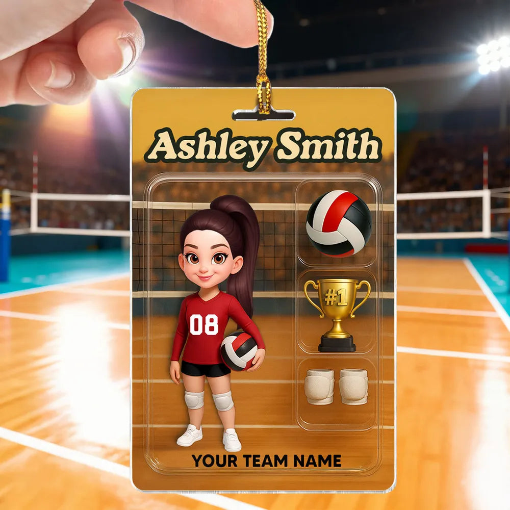 Acrylic Ornament - Custom Volleyball Player on Court, Festive Keepsake, Easy to Hang, Unique Gift for Players & Coaches