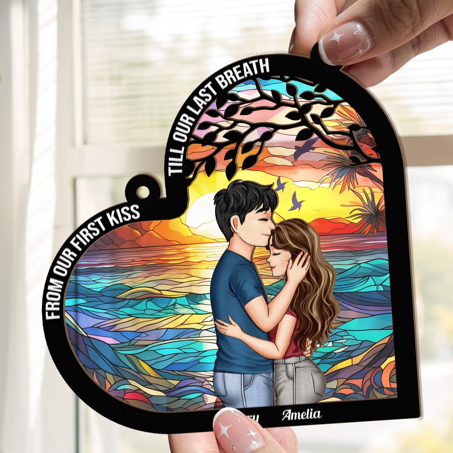 Personalized Couple Ornament - Capturing First Kiss and Everlasting Love in Unique Design