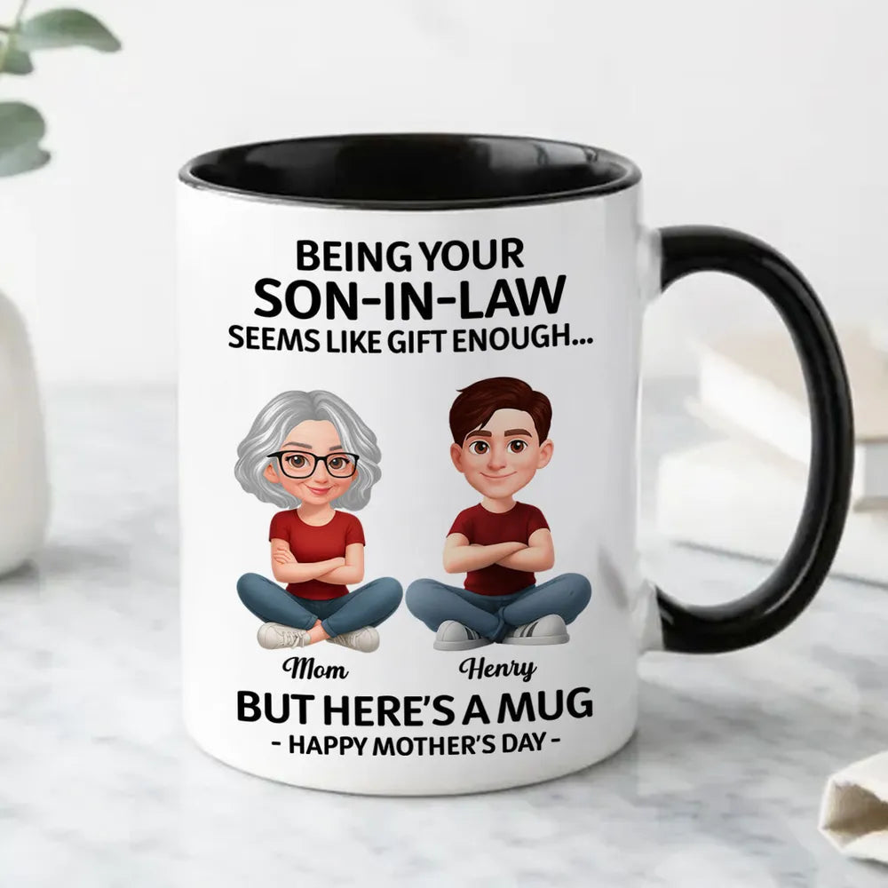 Personalized Two-Tone Mug Funny Son-In-Law Mother's Day Message Cute Cartoon Gift for Mother-In-Law