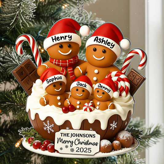 Acrylic Ornament with Gingerbread Family Design, Perfect Christmas Gift for Warm Holiday Memories