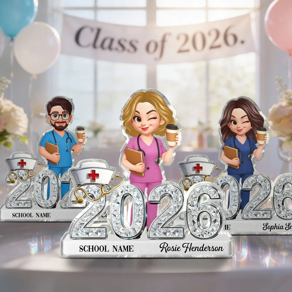 Personalized Class of Acrylic Block Plaque Cute Nurse Design for Graduation Season Shelf Decor Unique RN Gift