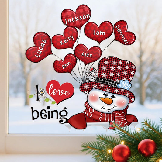 I love Being Grandma Mom Abuela Customized Snowman With Heart Balloon Decal