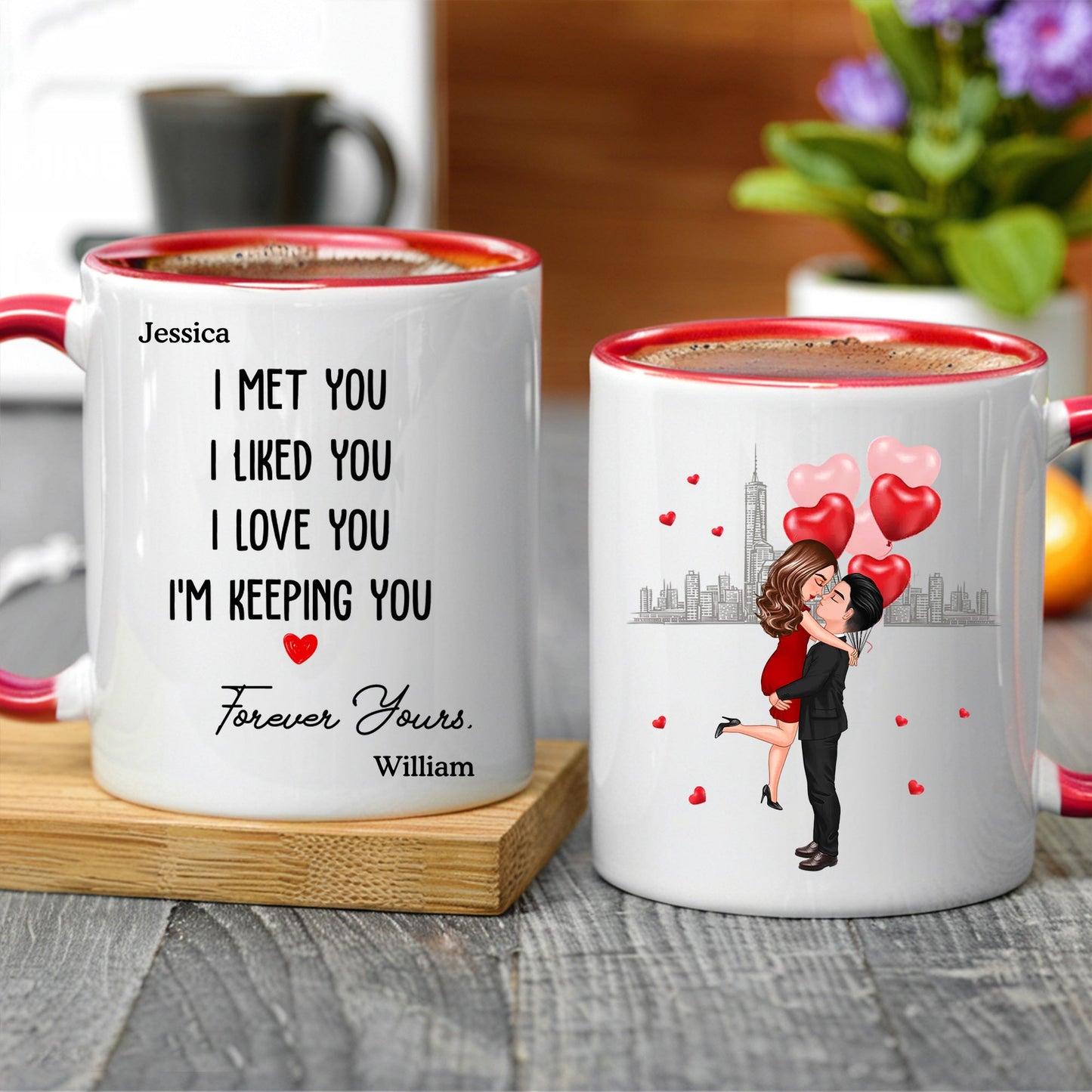 Forever Yours Couple Anniversary Gift Valentine's Day Personalized Mug- A Warm Expression of Deep Love with Temperature Symbolized Cups