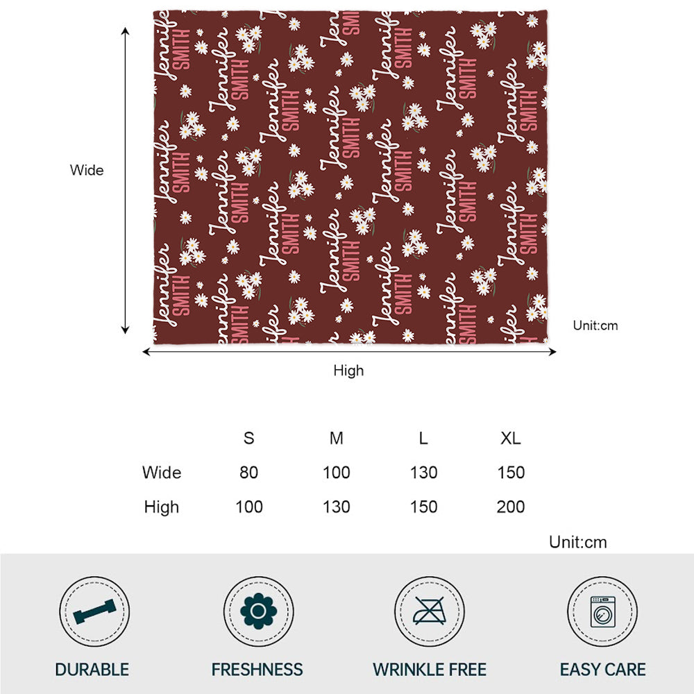 Daisy Custom Name - Personalized Sibling Blanket