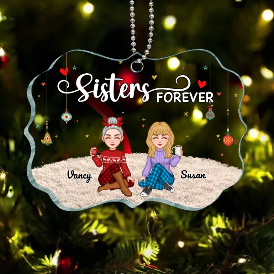 Sisters Forever - Personalized Cup,Keychain,Plaque,Ornament, Poster,   Blanket & Sign - Christmas Gift for Sisters