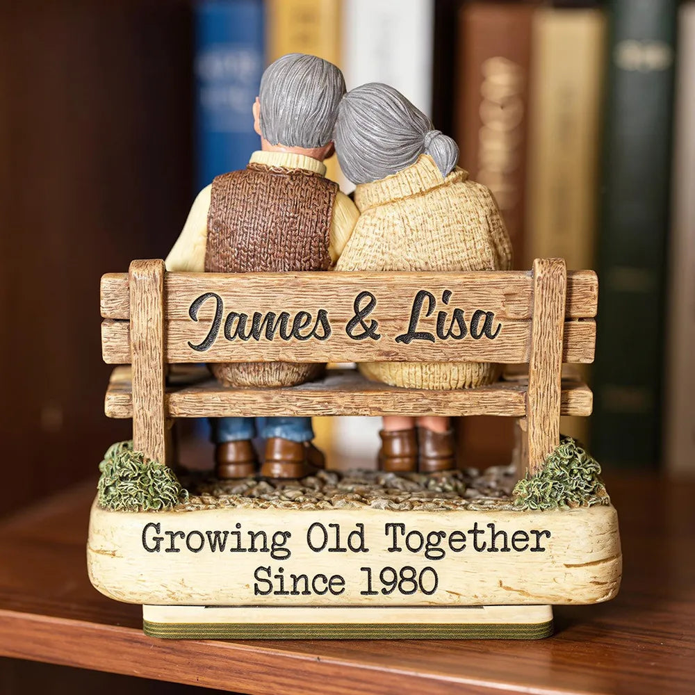 Personalized 2-Layer Wooden Plaque with Cuddling Couple on a Bench, Unique Gift for Couples, Sweet Home Display