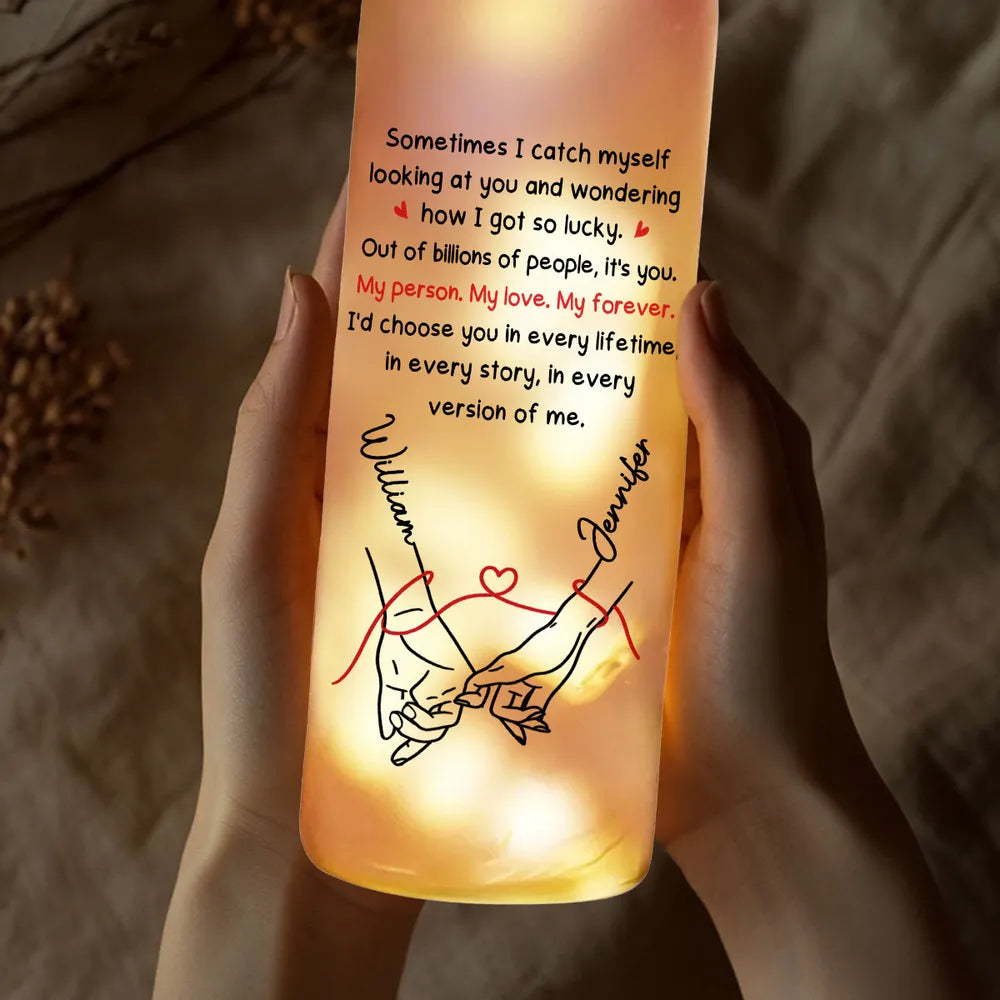 Custom Bottle Lamp With Soft Warm Light, Sweet 'How Lucky I Am' Message, Cozy Home Decor Accent, Thoughtful Gift for Her or Him