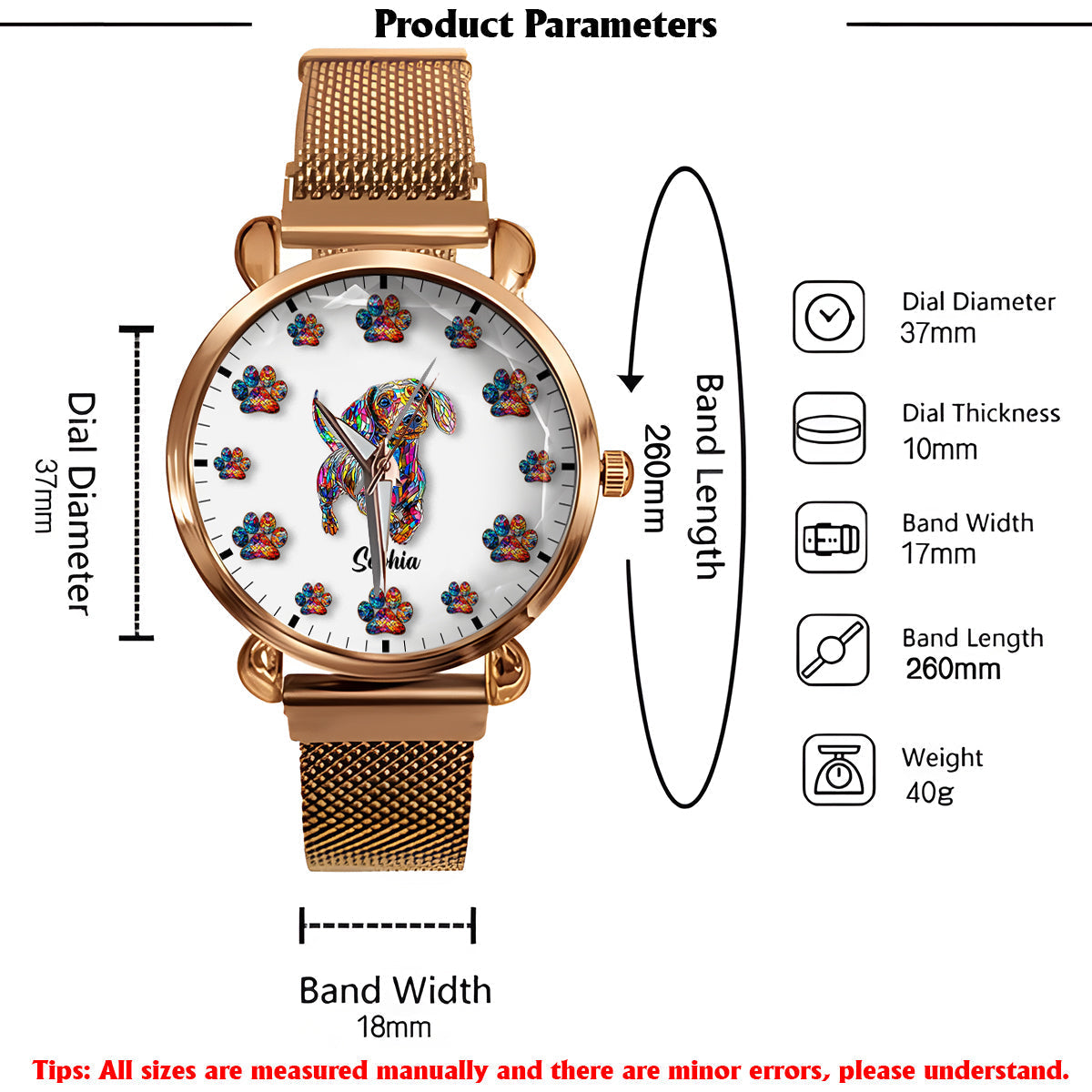 I Love My Dog - Personalized Dog Women Hand Watch