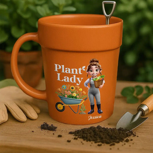 Plant Lady Personalized Plant Pot Mug – Funny Gift for Gardening Lovers, Plant Enthusiasts, and Her