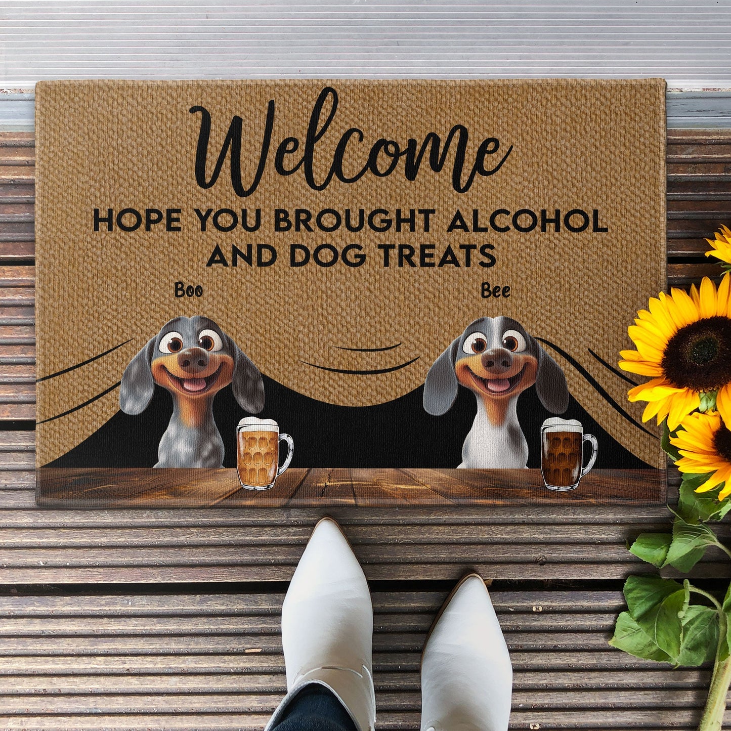 Pet-Themed Doormat – 'Hope You Brought Alcohol and Dog Treats,' Funny Home Decor Gift