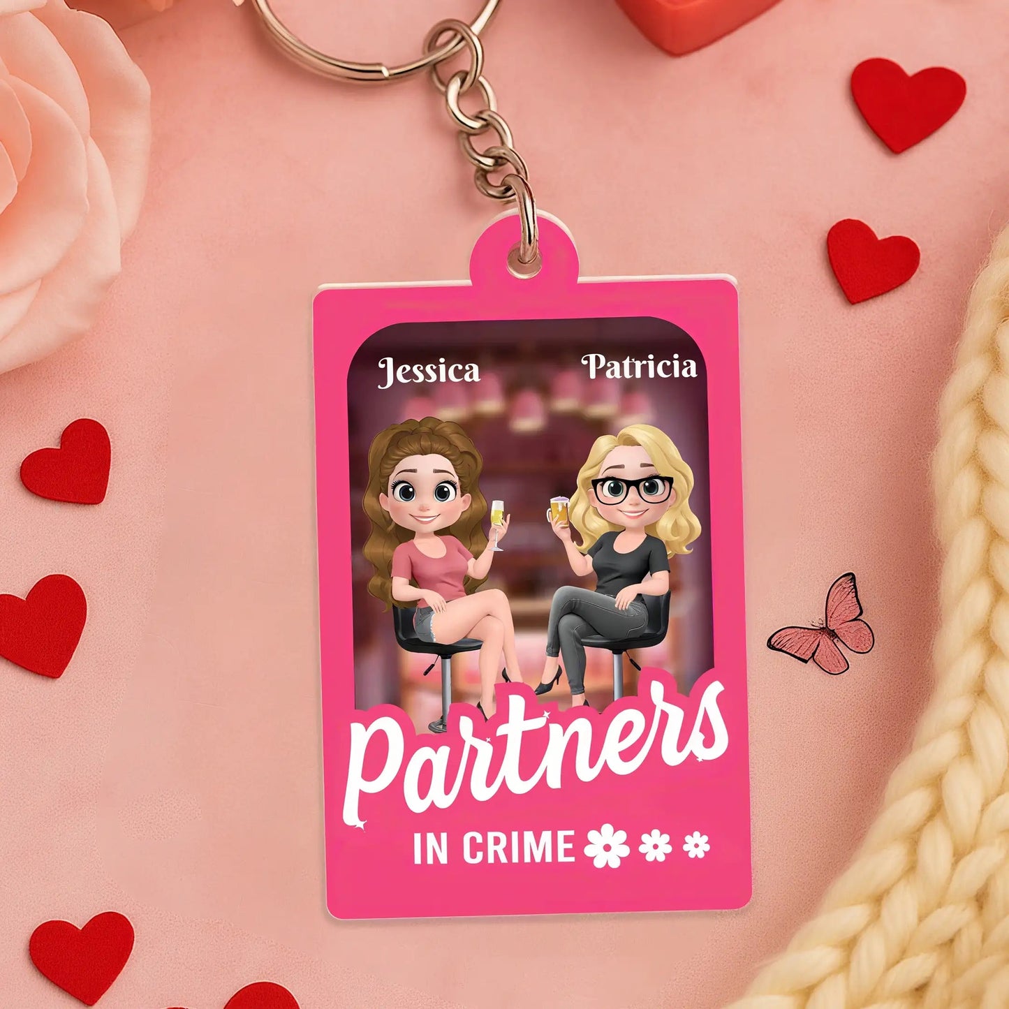 Besties Forever - Best Friend Gift, Personalized Acrylic Keychain for Sisters