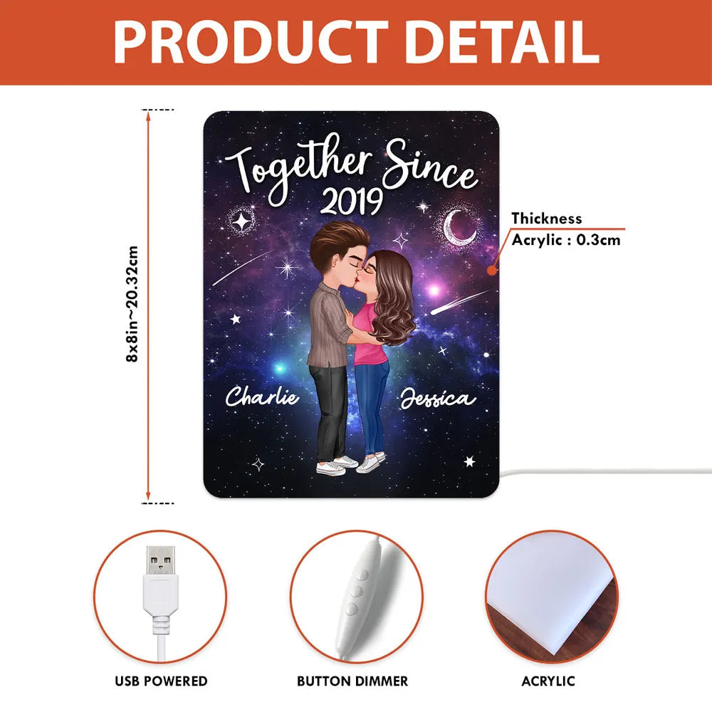 Personalized Acrylic Light Box for Couples with Galaxy Night Kiss, Soft Glow Romantic Bedroom Lamp, Unique Anniversary Gift