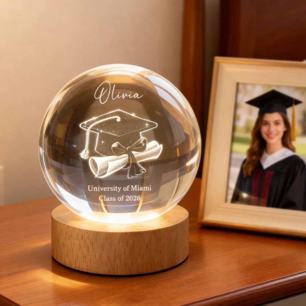 Globe Lamp Personalized Graduation Keepsake Night Light for Desk or Nightstand, Heartfelt Gift for a Grad