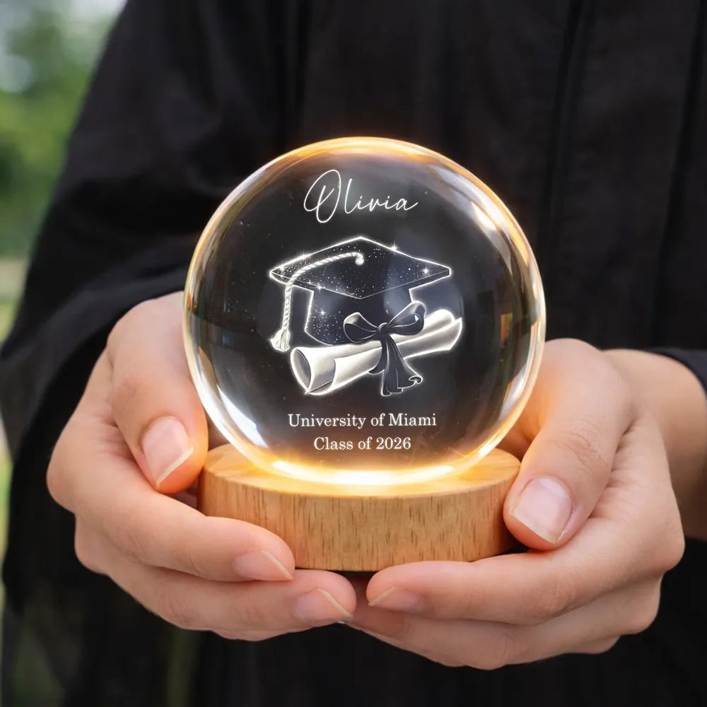 Globe Lamp Personalized Graduation Keepsake Night Light for Desk or Nightstand, Heartfelt Gift for a Grad