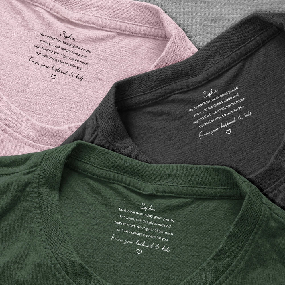 Classic Tee Personalized for Mom with Appreciation Message, Everyday Reminder She Is Loved, Unique Gift for Wife