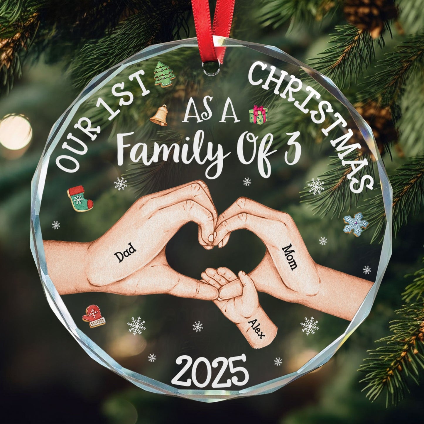 Custom Crystal Ornament - First Christmas Family Gift
