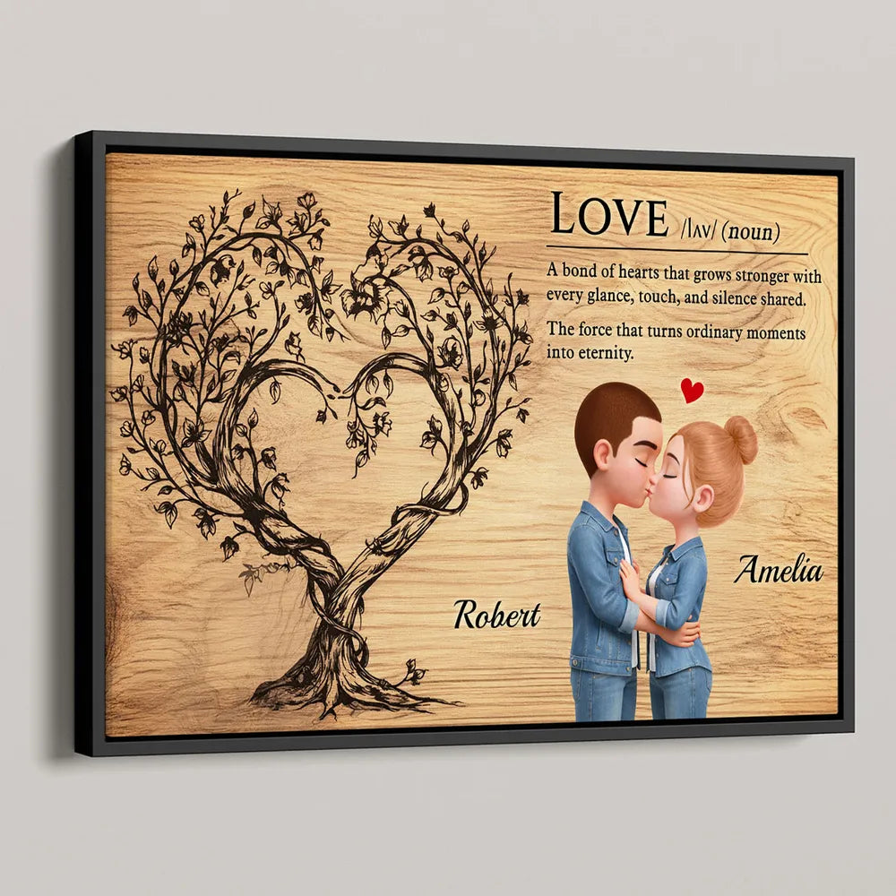 Romantic Couple Kissing Poster with Love Quote and Heart Tree, Personalized Wall Decor, Unique Gift for Couples