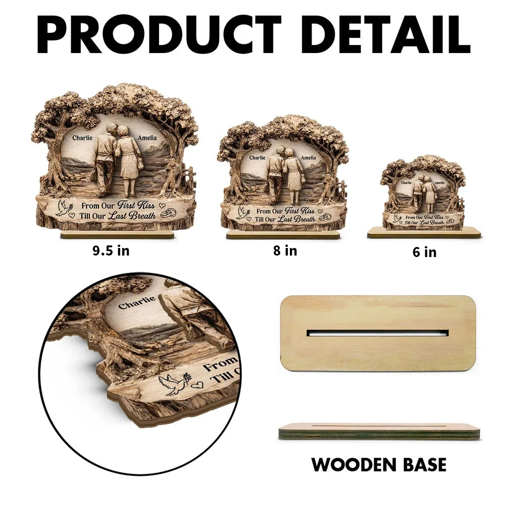 Personalized 2-Layer Wooden Plaque with Walking Couple Under Trees Romantic Unique Gift for Husband or Wife