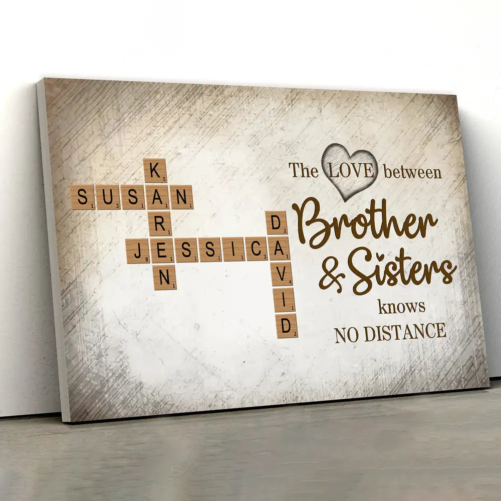 Personalized Brothers & Sisters Family Poster or Canvas – Scrabble Tile Design with Names, Perfect Gift for Siblings on Birthday or Family Reunion