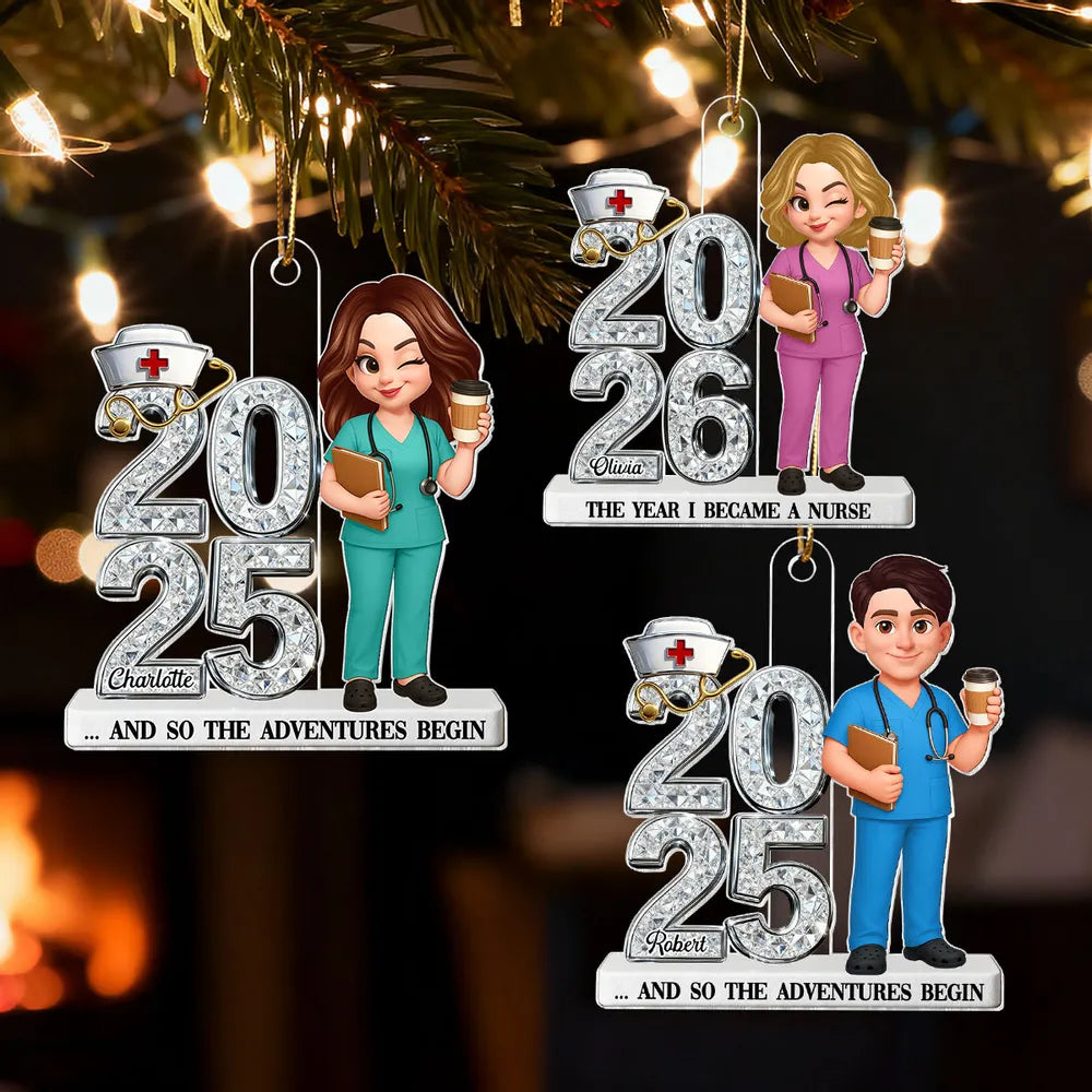 Personalized Acrylic Ornament New Nurse Graduation Keepsake With Shiny Year Design Cute RN Gift For Her