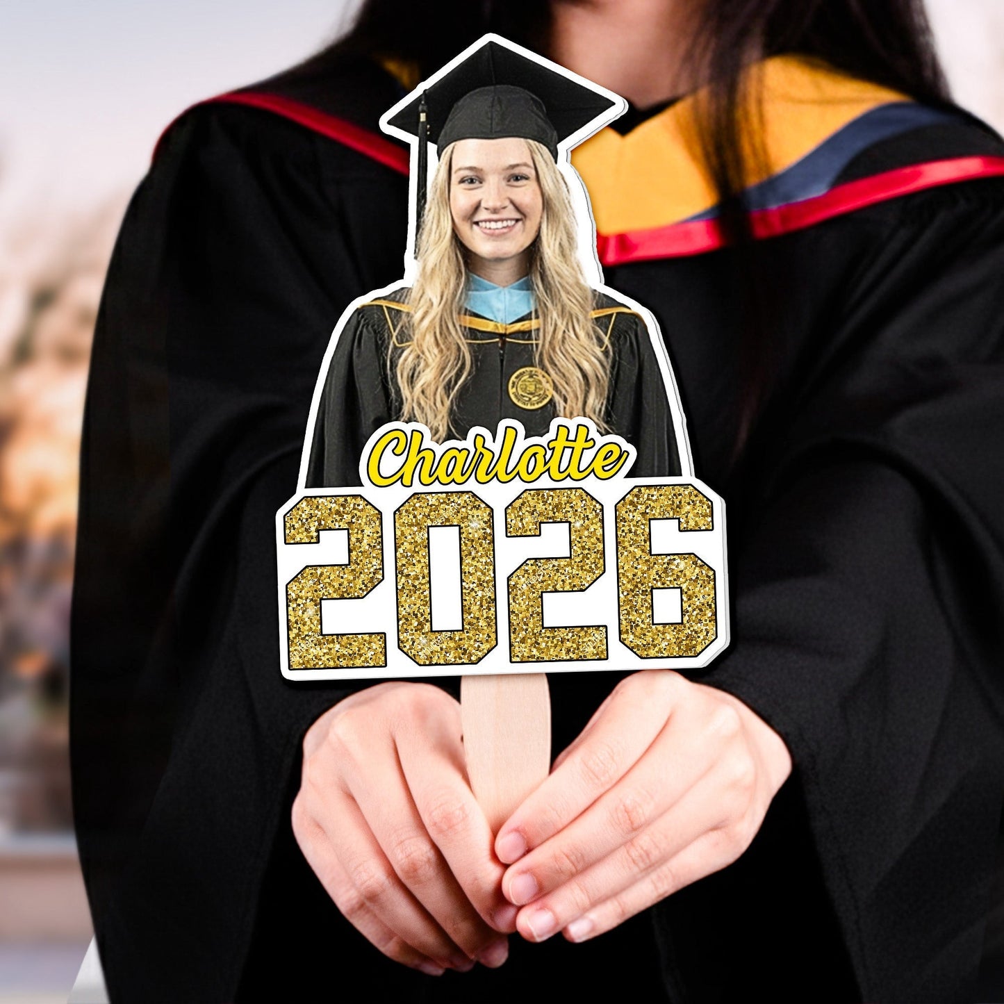 Personalized Graduation Fan with Custom Face & Name - Class Celebration Keepsake, Unique Gift for a Grad