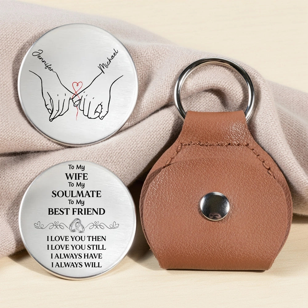 Personalized Pocket Hug for Wife, Soulmate Best Friend Message Keepsake, Holding Hands Heart Design, Unique Romantic Gift