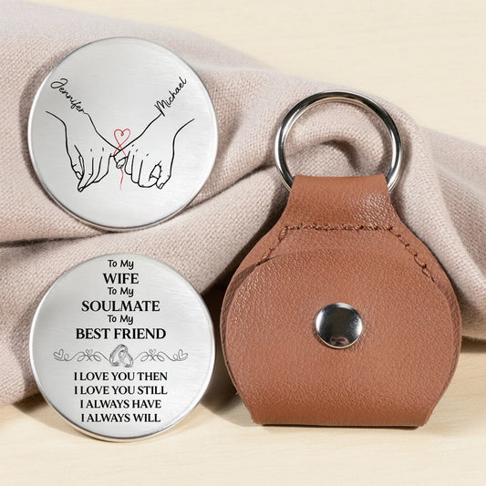 Personalized Pocket Hug for Wife, Soulmate Best Friend Message Keepsake, Holding Hands Heart Design, Unique Romantic Gift