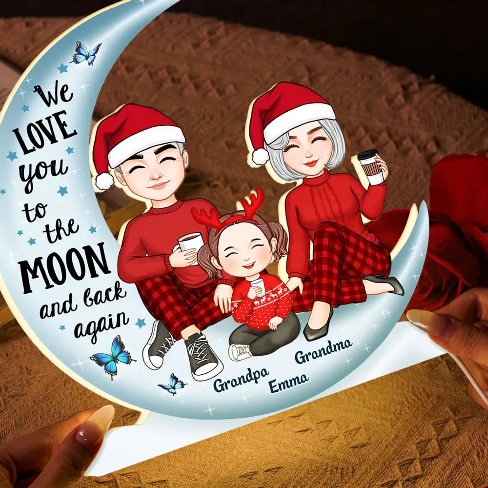 Acrylic Light Box 'We Love You to the Moon and Back' Night Light, Sweet Grandparent Gift, Cozy Bookshelf Decor