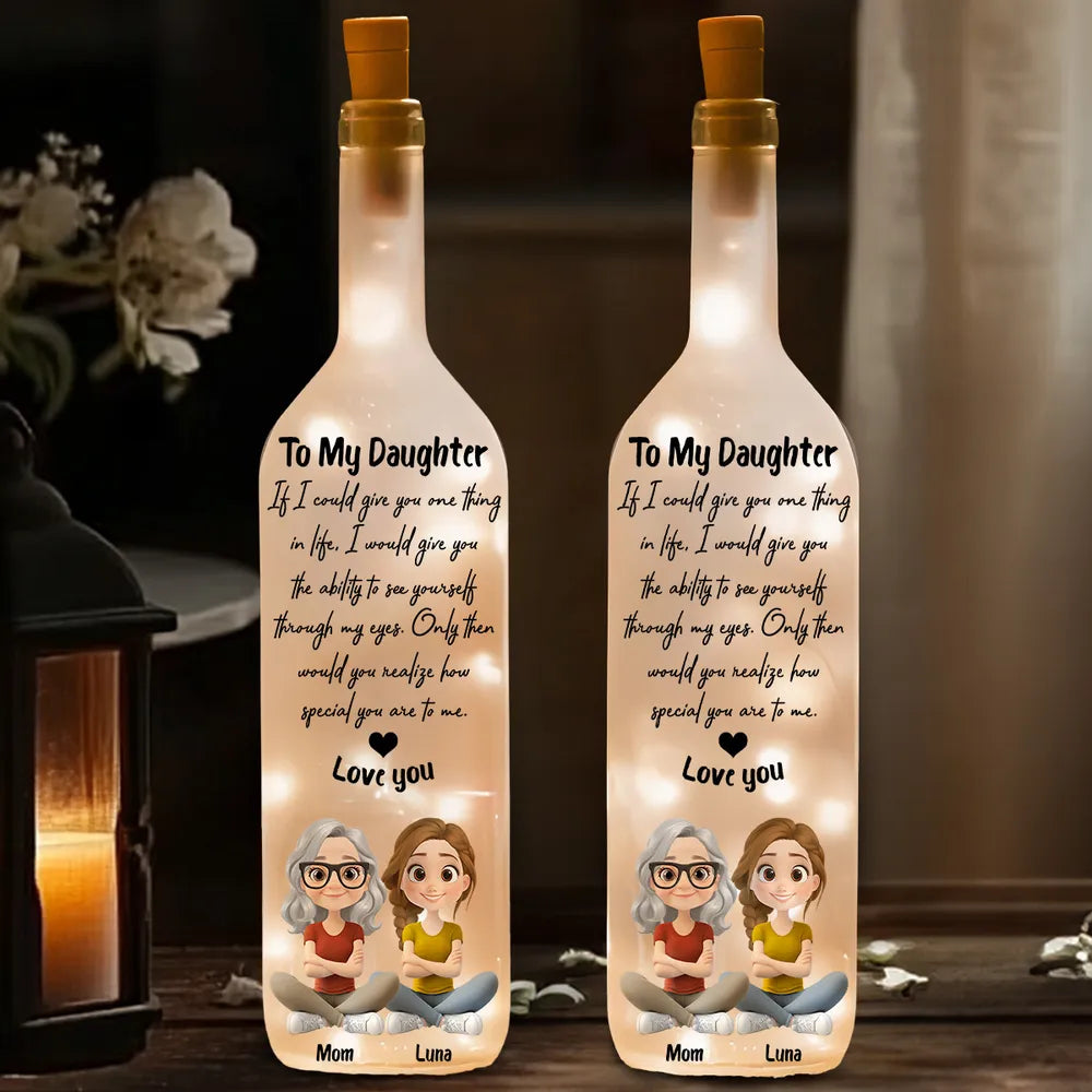 Personalized Bottle Lamp With Daughter Quote, Warm Glow Bedroom Decor, Unique Gift For Daughter From Mom