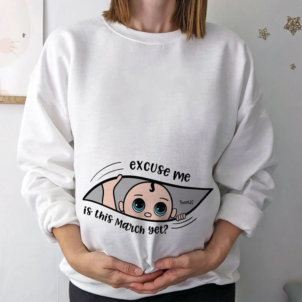 Funny Pregnancy T-Shirt – Customizable “Baby Is Coming” Women’s Tee, Hoodie & Sweatshirt, Perfect Gift for Moms-to-Be