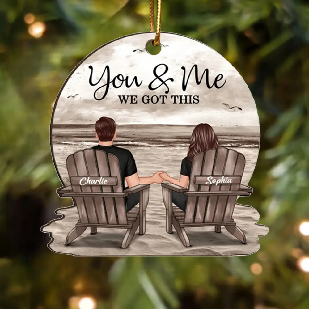 Seaside Memories - Personalized Vintage Beach Couple Wooden Or Acrylic Ornament - A Timeless Anniversary Gift for Him & Her
