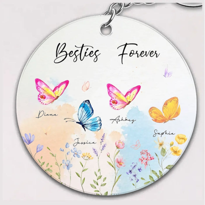Besties Sisters Grandma Mom Beautiful Butterflies Personalized Circle Ceramic Ornament